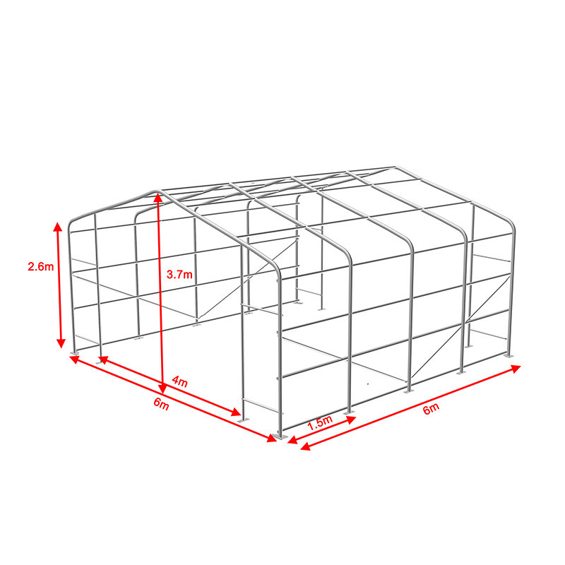 6X6 2,6m Sidehøjde Fuldt galvaniseret stålramme Midlertidig lagertelthal