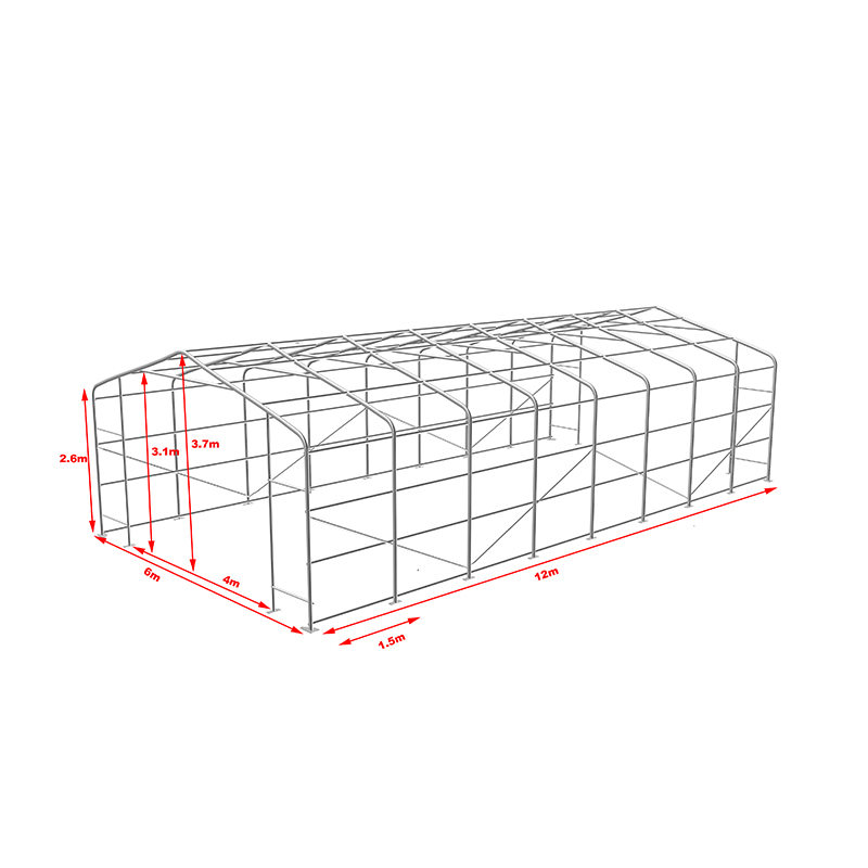 6X12 2,6 m sidehøjde Højtemperaturbestandige industrielle lagertelte