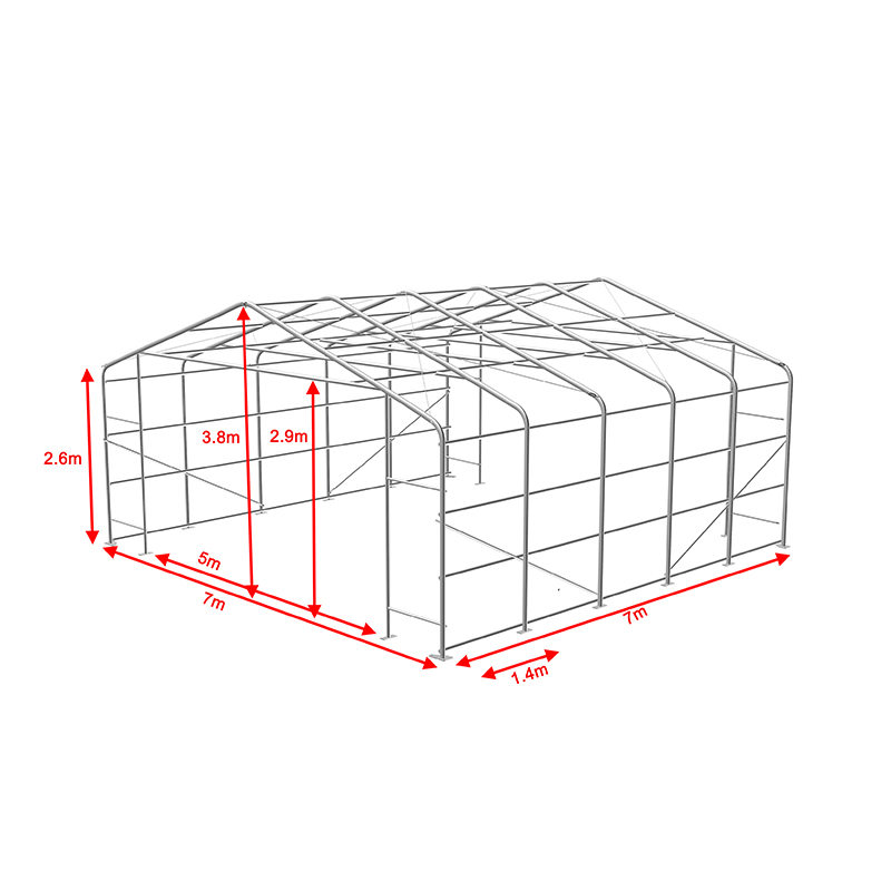 7x7 2,6 m sidehøjde industri- og kommercielt lager skyggetelt bærbar telthal