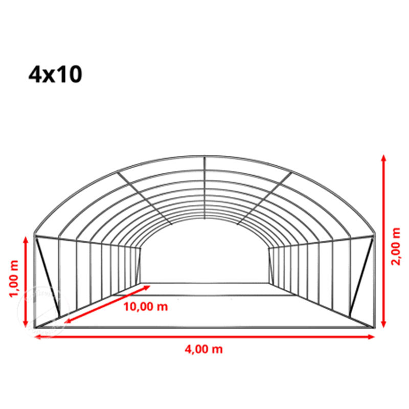 4x8x2m Folie Tunneler Rundtop Højt Tunnel Drivhus
