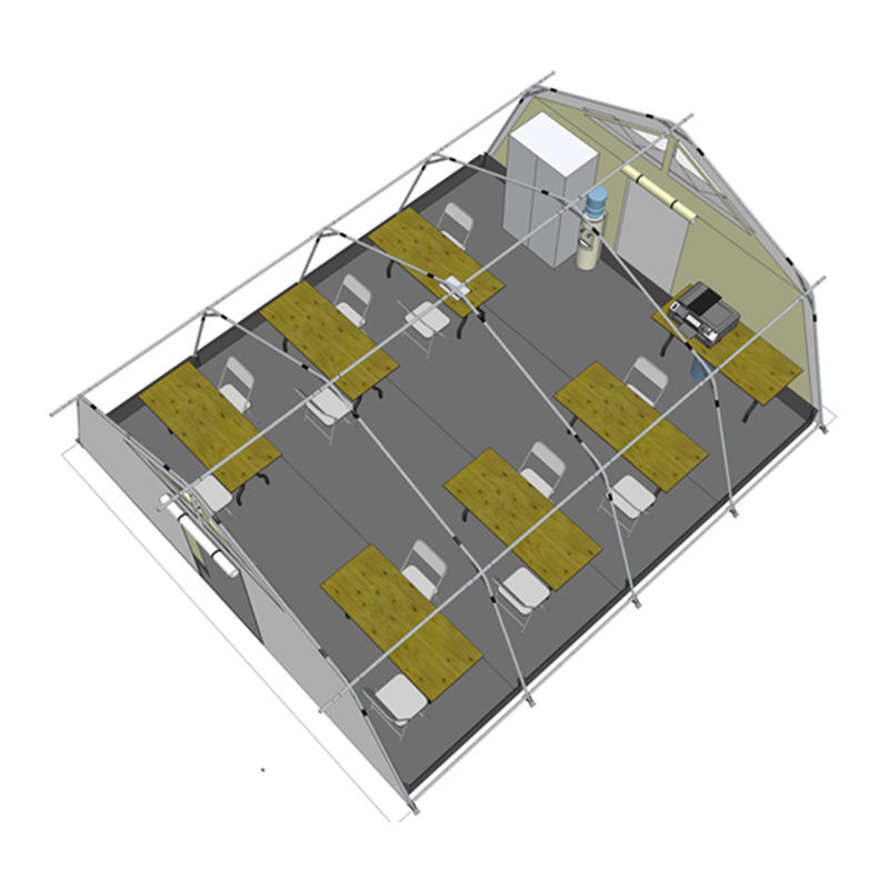 UNICEF standard 42m² multifunktionelt hubtelt med integreret/aftageligt skyggedæksel