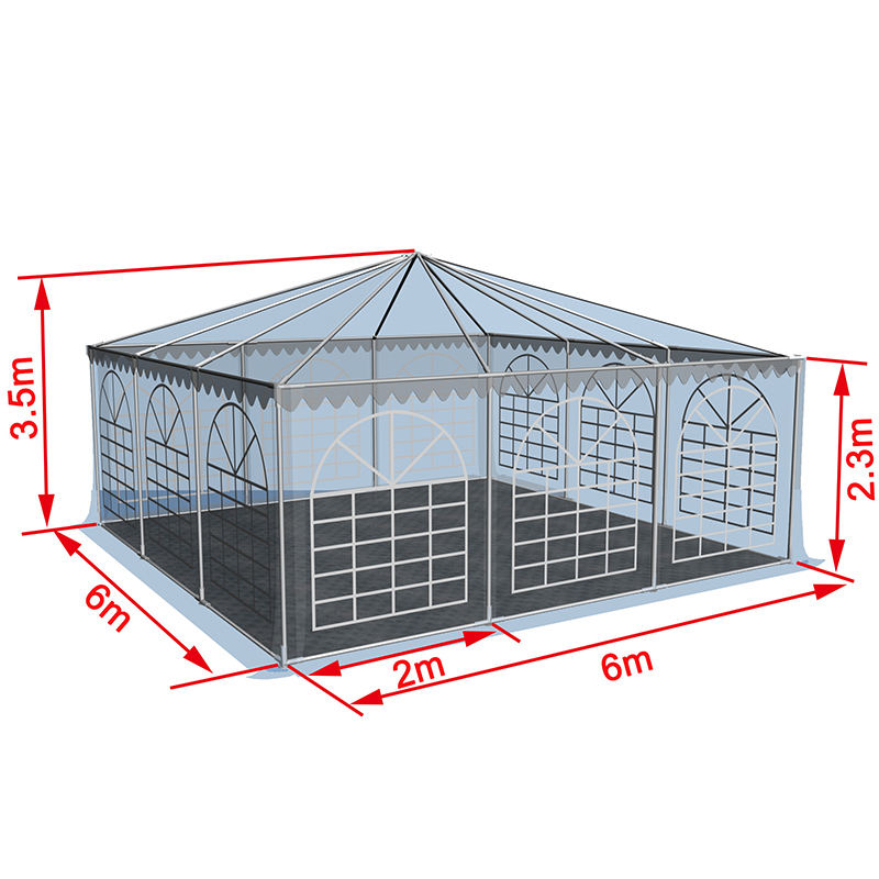 6x6-2,3m Pagoda Marquee PVC Pop Up Canopy Telt